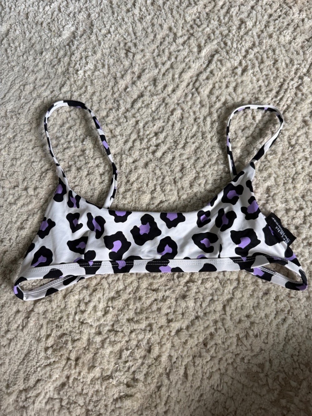 Bright Swimwear Top S Purple Leopard Print Bikini Top